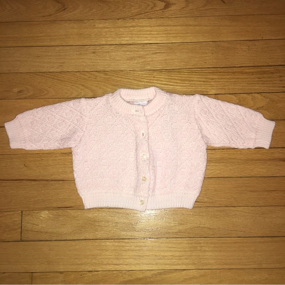 Vintage from year 2000 knitted cardigan pink 0/6 month baby girl - Picture 2 of 6